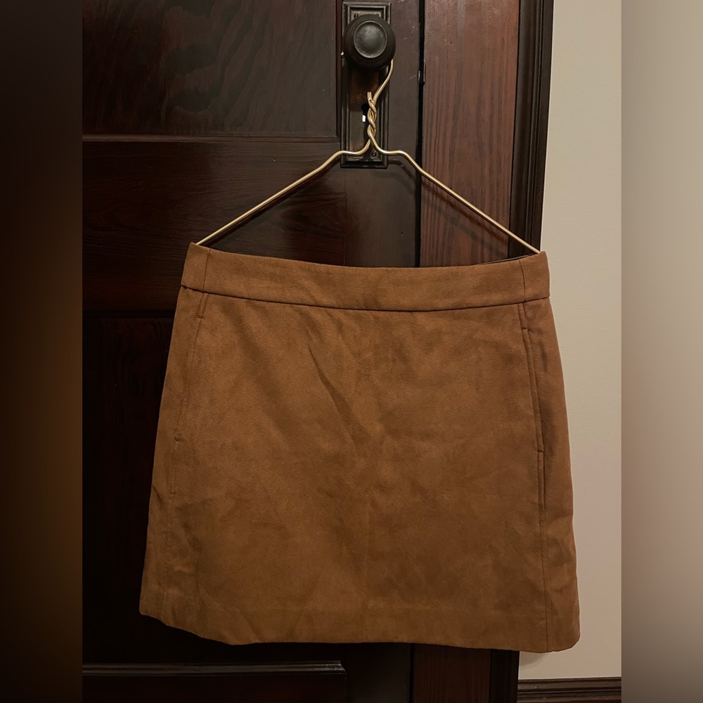 J.Crew Faux Suede Mini Skirt | Walnut Brown – Size 12 | NWT